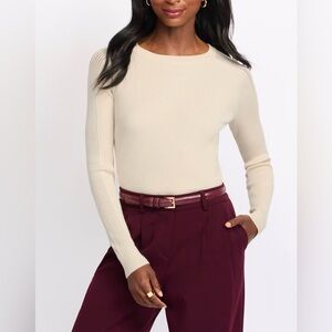 MONTGOMERY POST Luisa Mesh Long Sleeve Fitted Rib Sweater - S